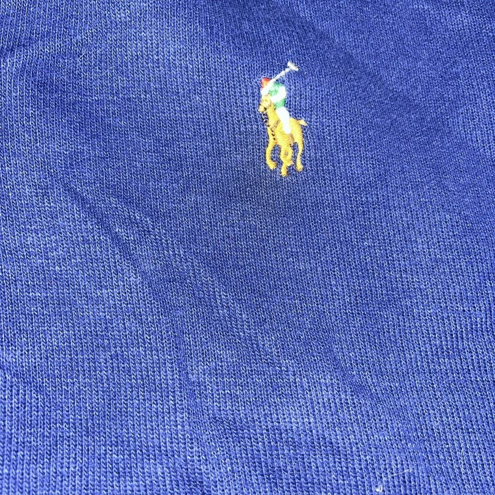 Ralph Lauren Polo Sweater Mens L Large Blue Estate Rib Flesh Pony  1/4 Zip